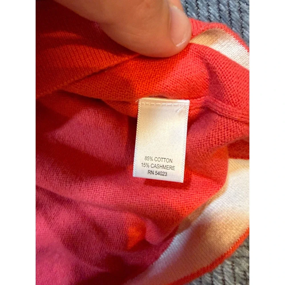 Banana Republic V-Neck Sweater L Red Silk Cotton Cashmere Minimalist Old Money